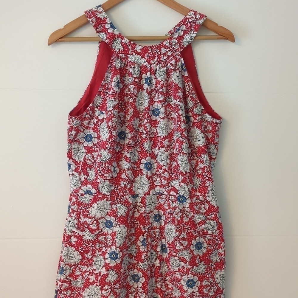 Loft Floral Feminine Vacation Lightweight Boho jumpsuit Sz 4 W Side Pockets